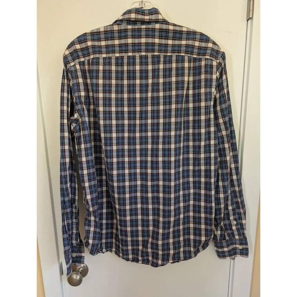 J.Crew Shirtings Tailored Fit Washed Casual Button Up Plaid Shirt M Office Work
